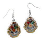 (image for) Harry Potter Silver Plated Hogwarts Crest Hook Earrings