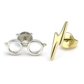 (image for) Harry Potter Sterling Silver Lightning Bolt & Glasses Stud Earrings