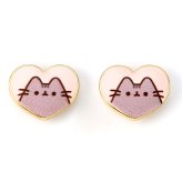 (image for) Pusheen Gold Plated Heart Stud Earrings