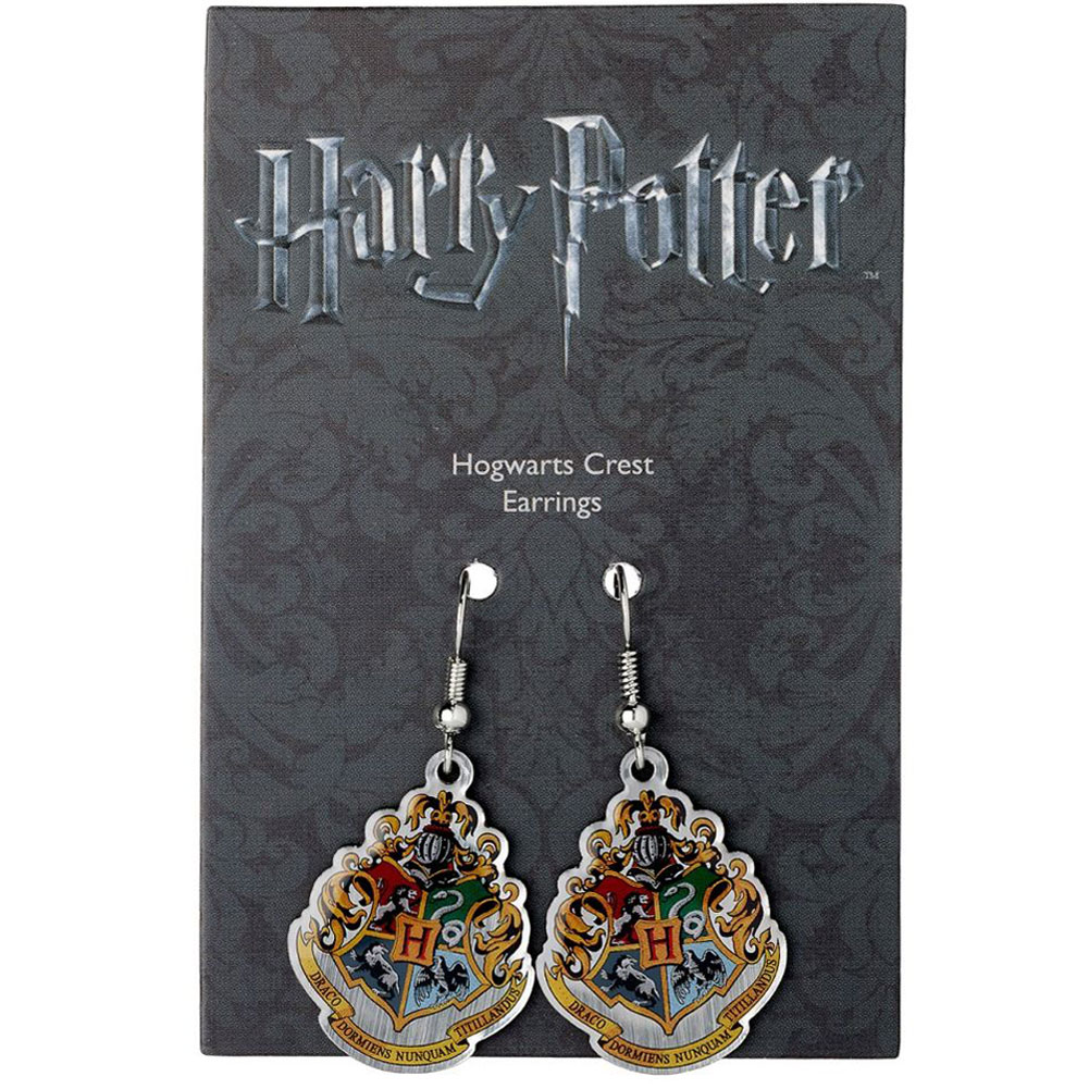 (image for) Harry Potter Silver Plated Hogwarts Crest Hook Earrings