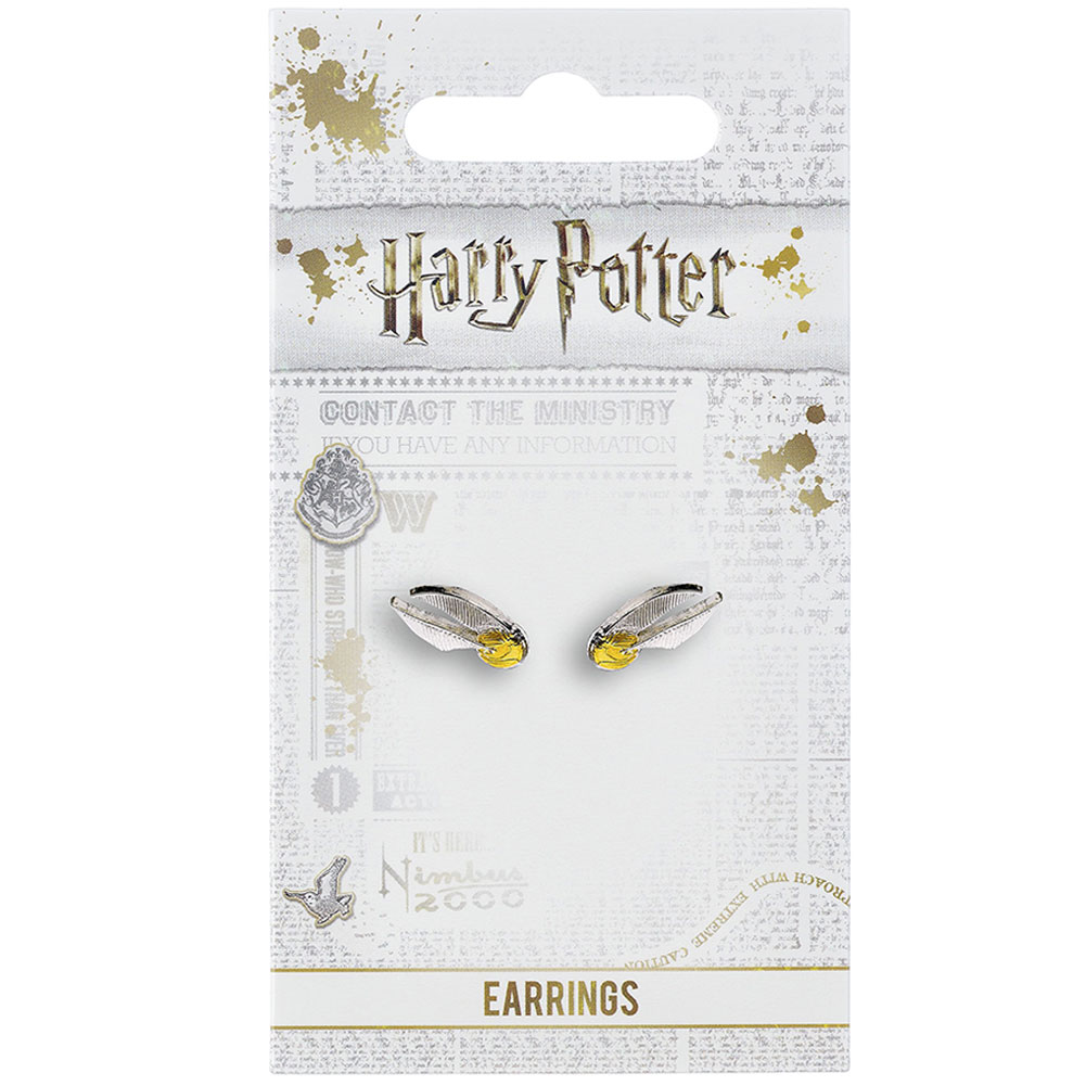 (image for) Harry Potter Silver Plated Golden Snitch Stud Earrings