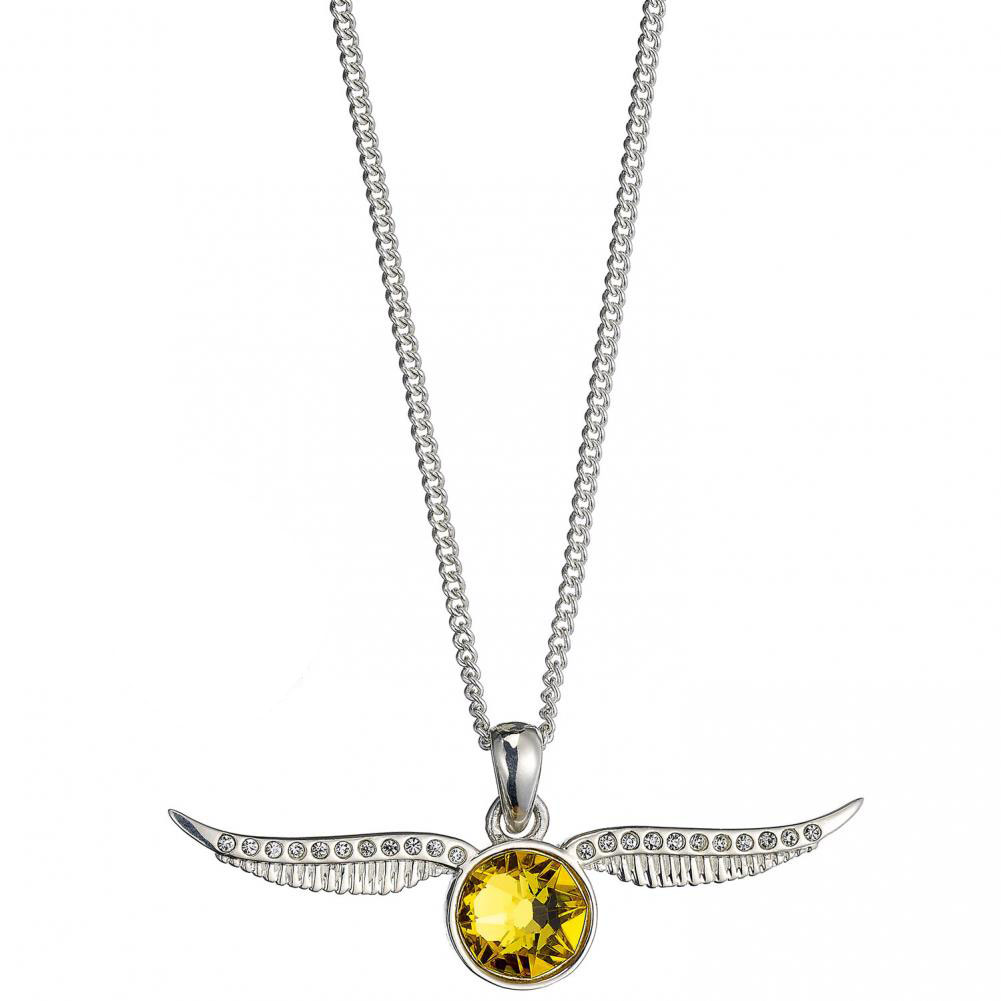 (image for) Harry Potter Sterling Silver Golden Snitch Crystal Necklace