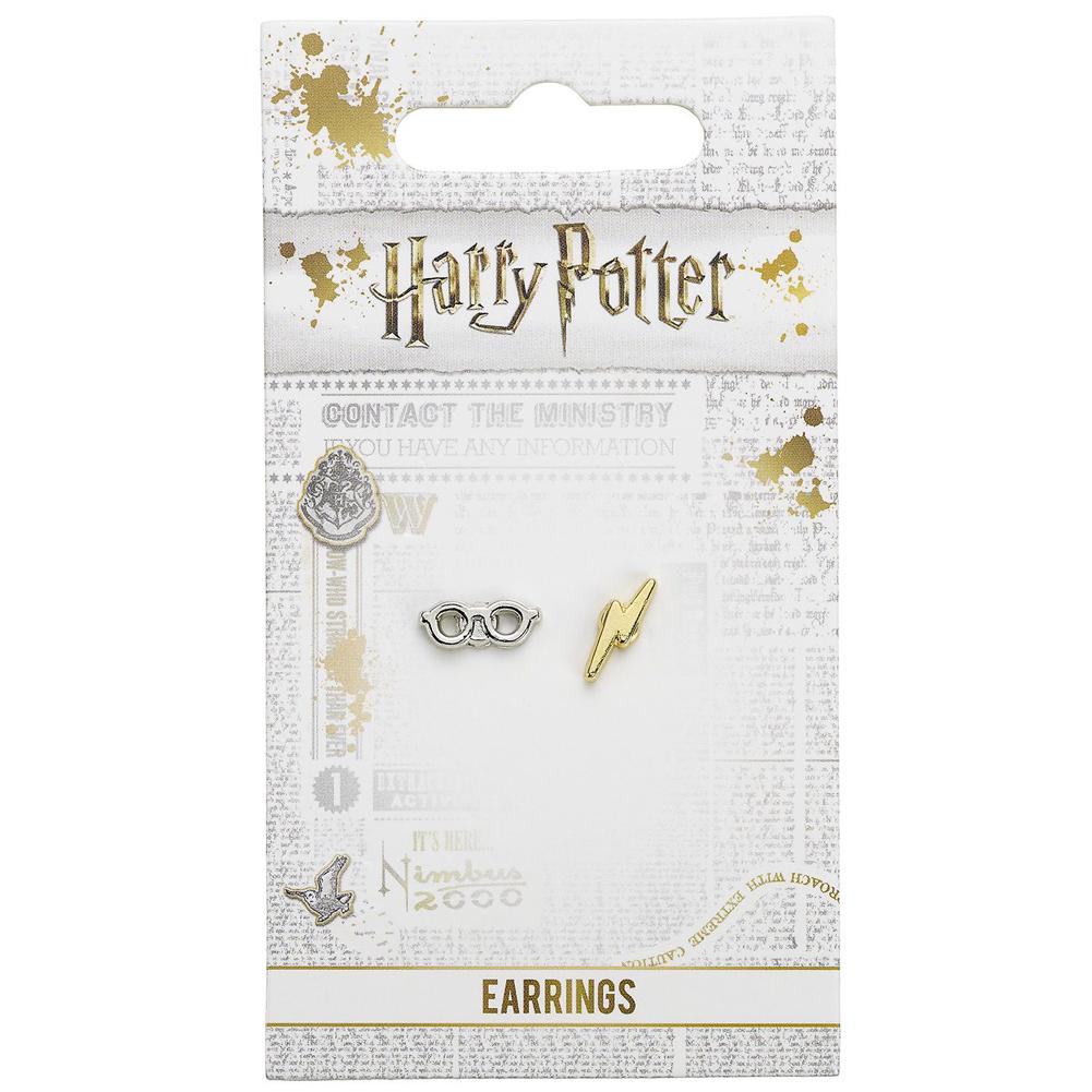 (image for) Harry Potter Silver Plated Lightning Bolt & Glasses Stud Earrings