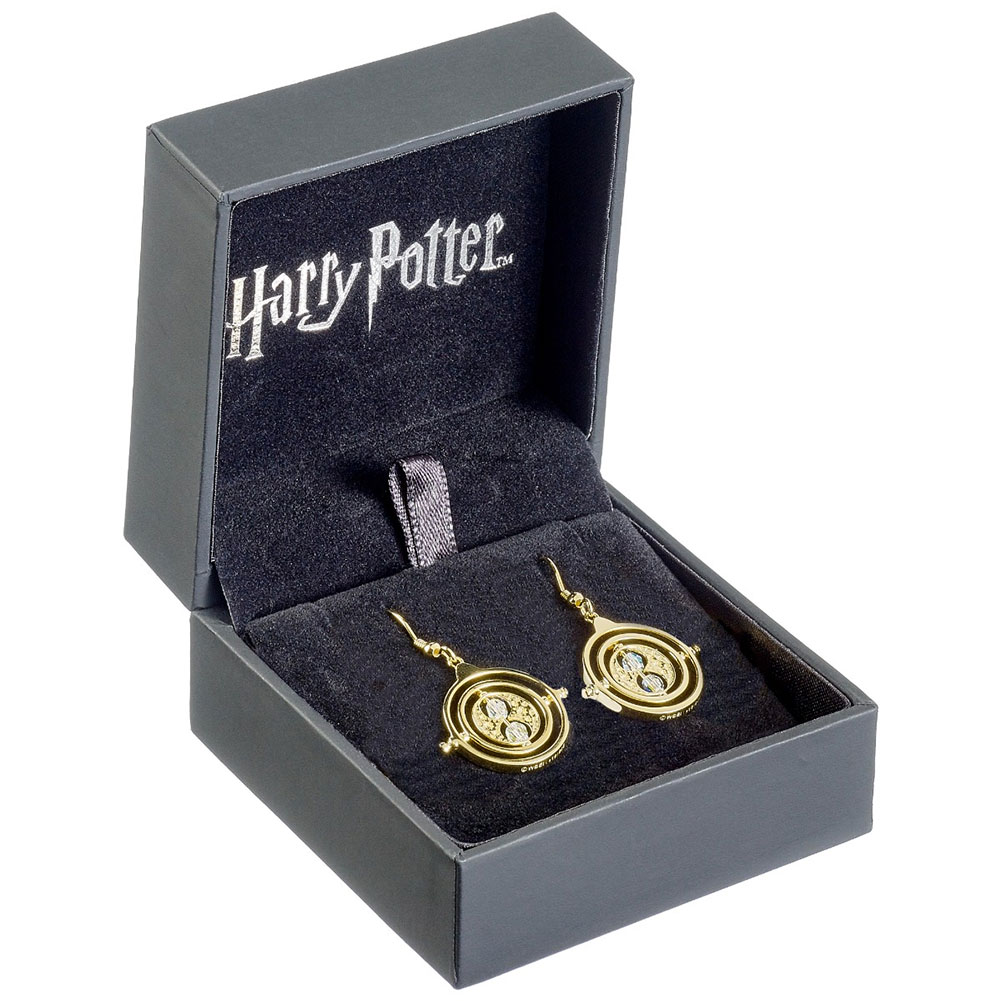 (image for) Harry Potter Gold Plated Time Turner Crystal Hook Earrings