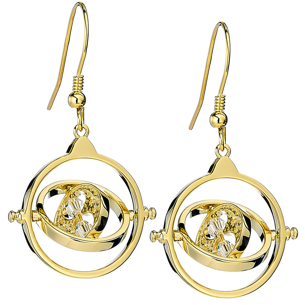 (image for) Harry Potter Gold Plated Time Turner Crystal Hook Earrings
