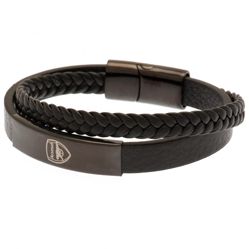(image for) Arsenal FC Black IP Leather Bracelet