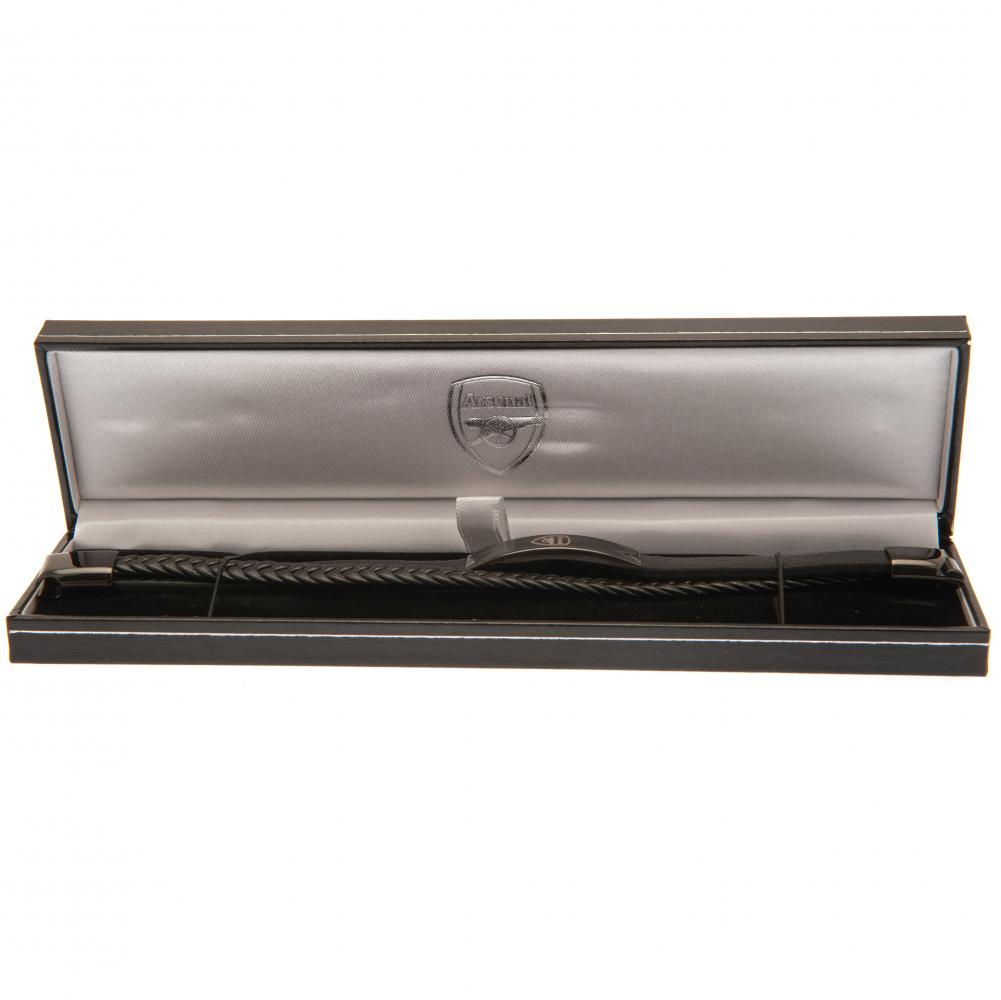 (image for) Arsenal FC Black IP Leather Bracelet