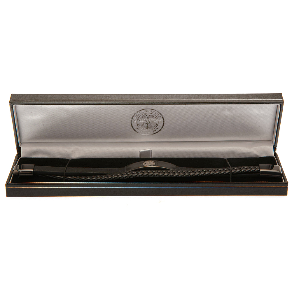 (image for) Celtic FC Black IP Leather Bracelet