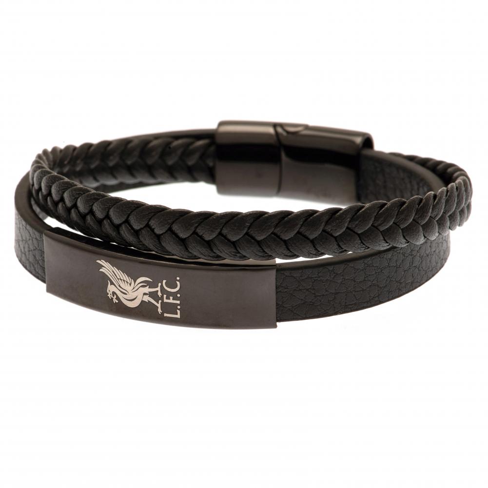 (image for) Liverpool FC Black IP Leather Bracelet