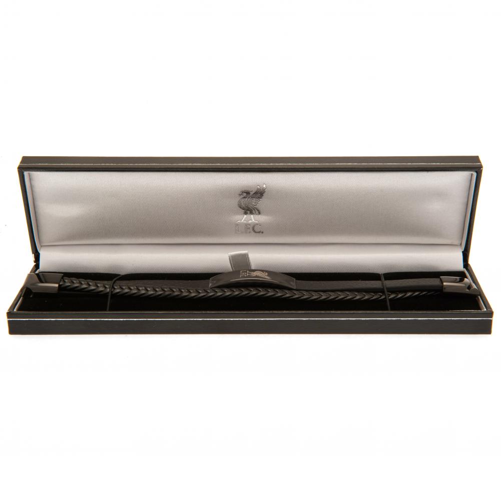 (image for) Liverpool FC Black IP Leather Bracelet