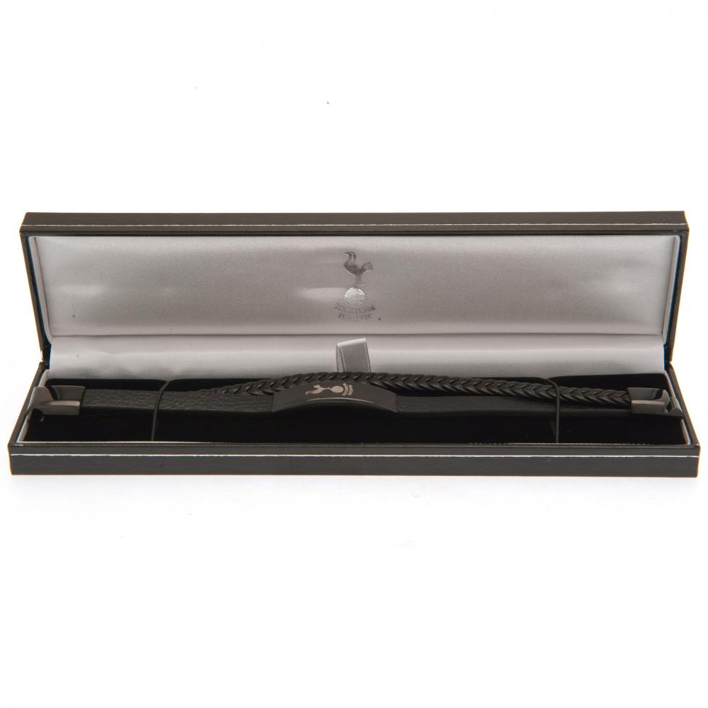 (image for) Tottenham Hotspur FC Black IP Leather Bracelet