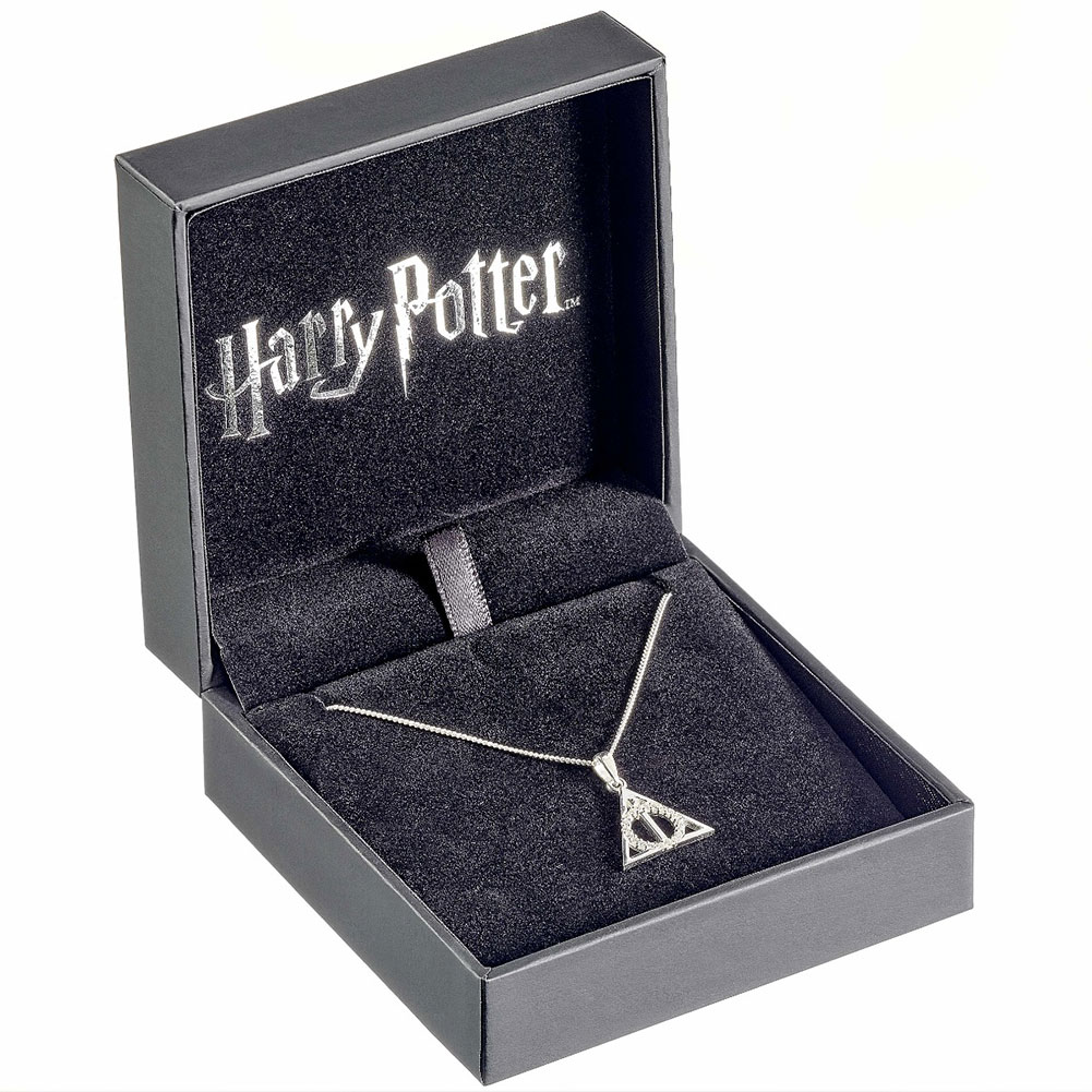 (image for) Harry Potter Sterling Silver Deathly Hallows Crystal Necklace
