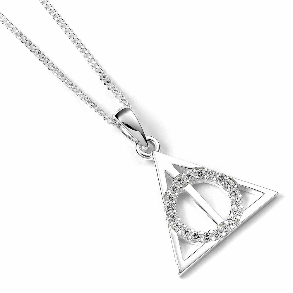 (image for) Harry Potter Sterling Silver Deathly Hallows Crystal Necklace