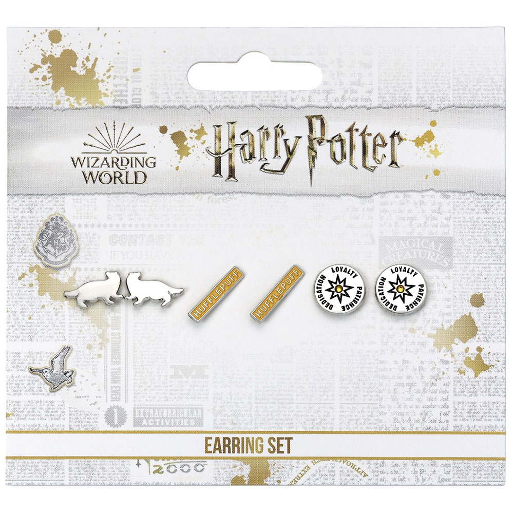 (image for) Harry Potter Silver Plated Hufflepuff Stud Earring Set