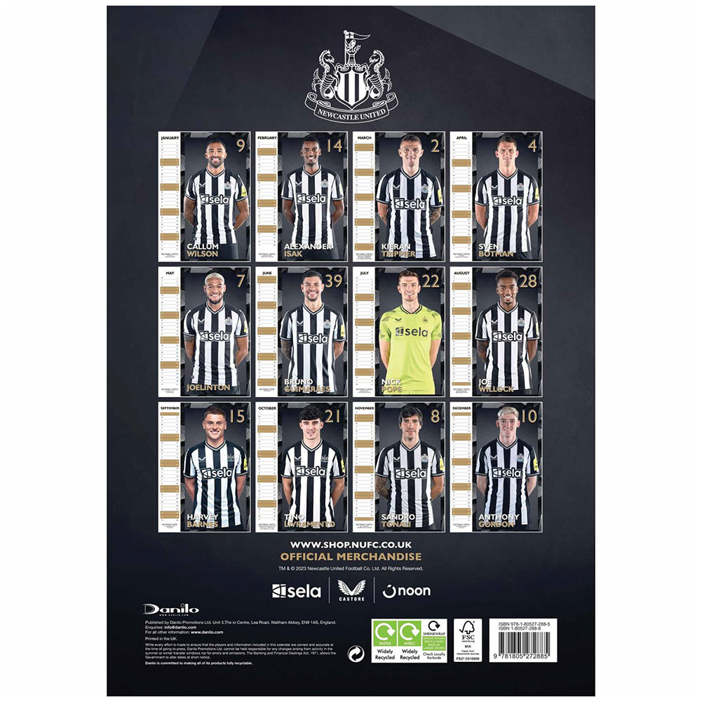 (image for) Newcastle United FC A3 Calendar 2024
