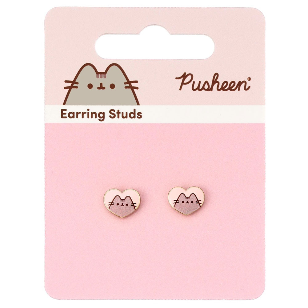 (image for) Pusheen Gold Plated Heart Stud Earrings