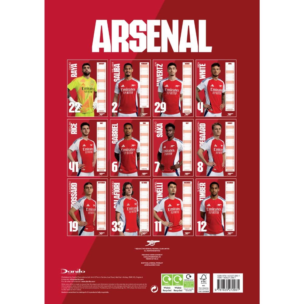 (image for) Arsenal FC A3 Calendar 2025