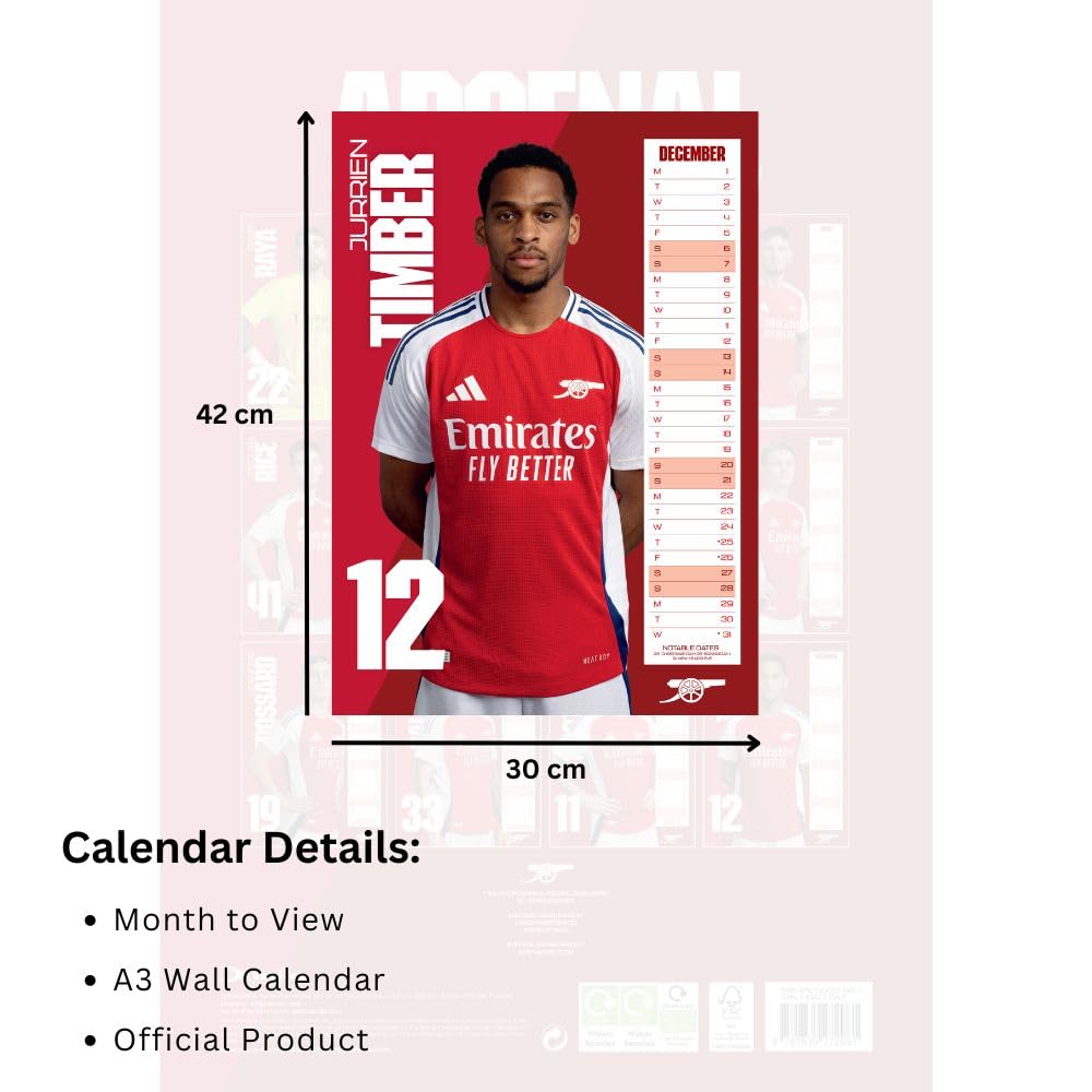(image for) Arsenal FC A3 Calendar 2025