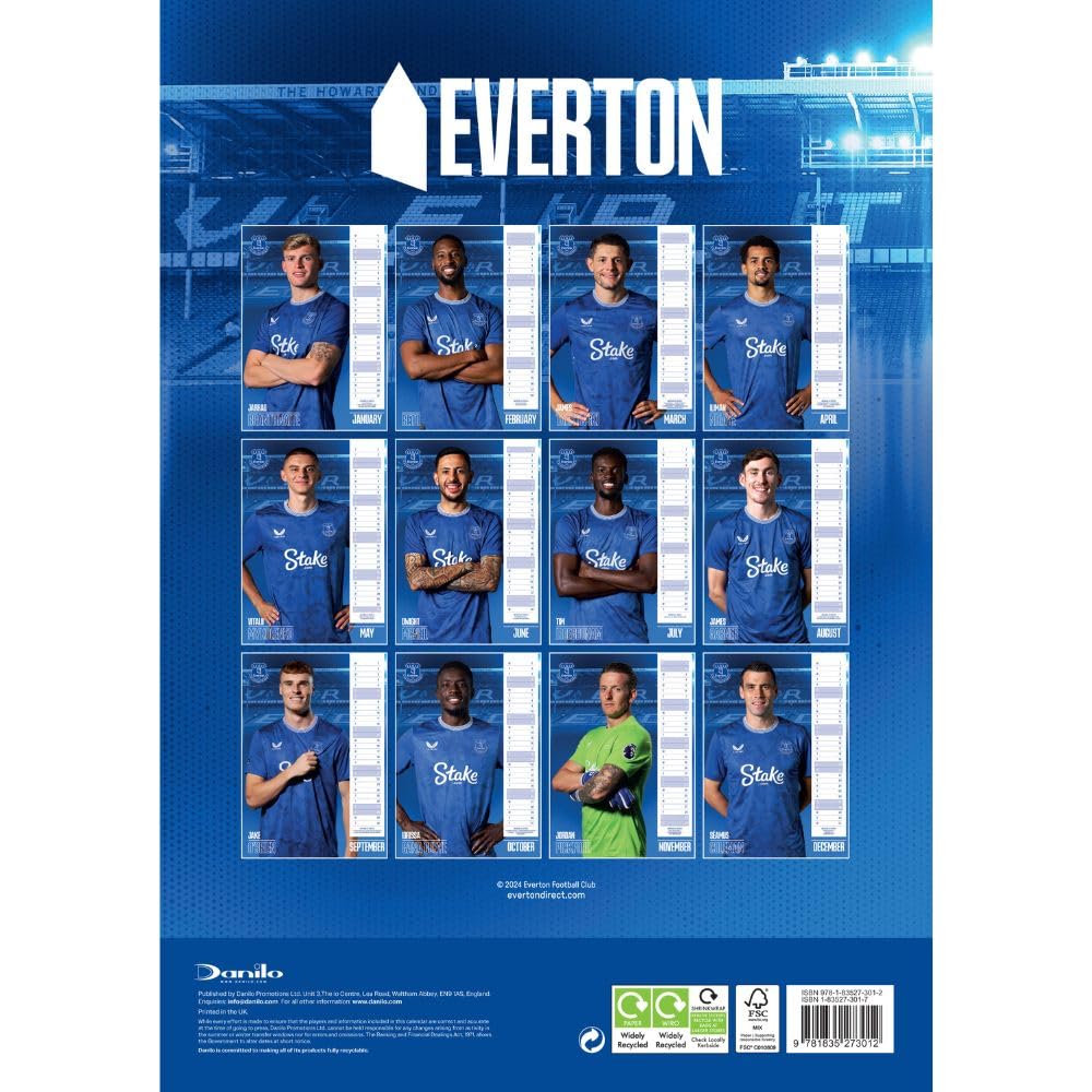 (image for) Everton FC A3 Calendar 2025