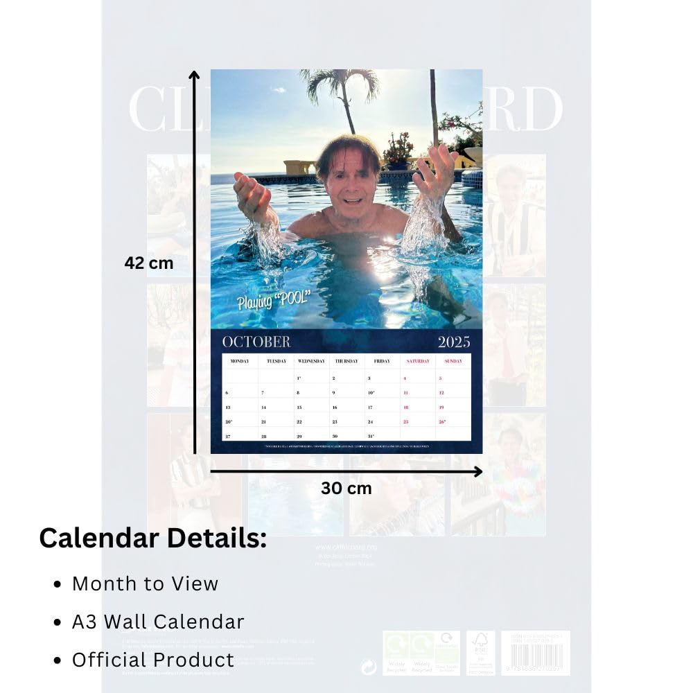 (image for) Cliff Richard A3 Calendar 2025