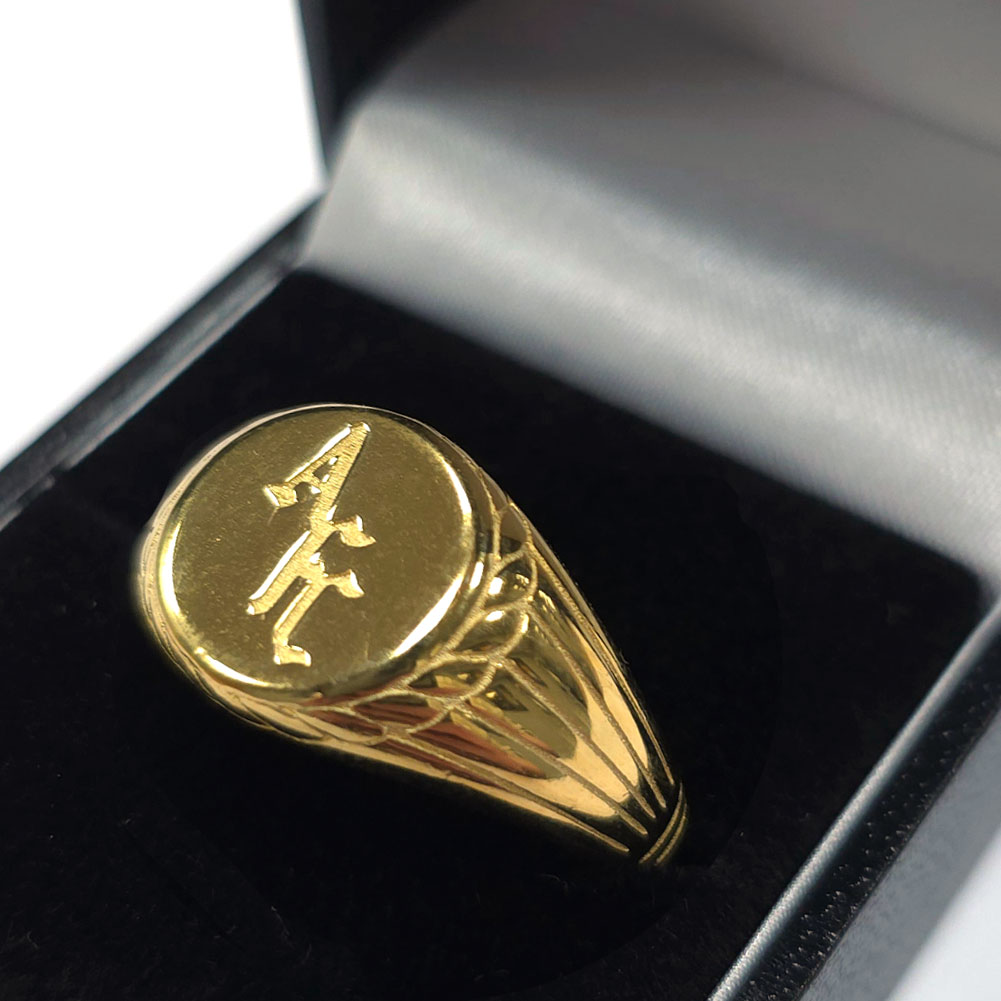 (image for) Arsenal FC 18ct Gold Plated on Silver Signet Ring - Q