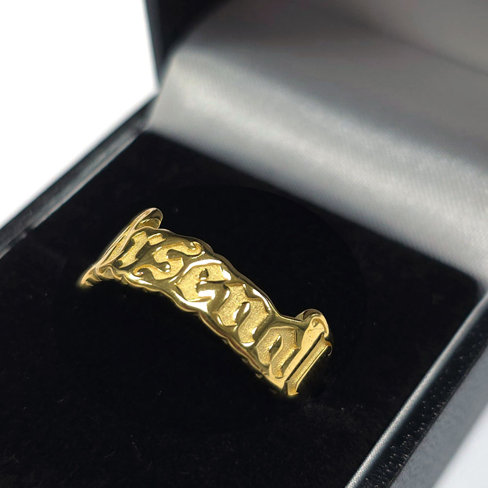 (image for) Arsenal FC 18ct Gold Plated on Silver Text Ring - S