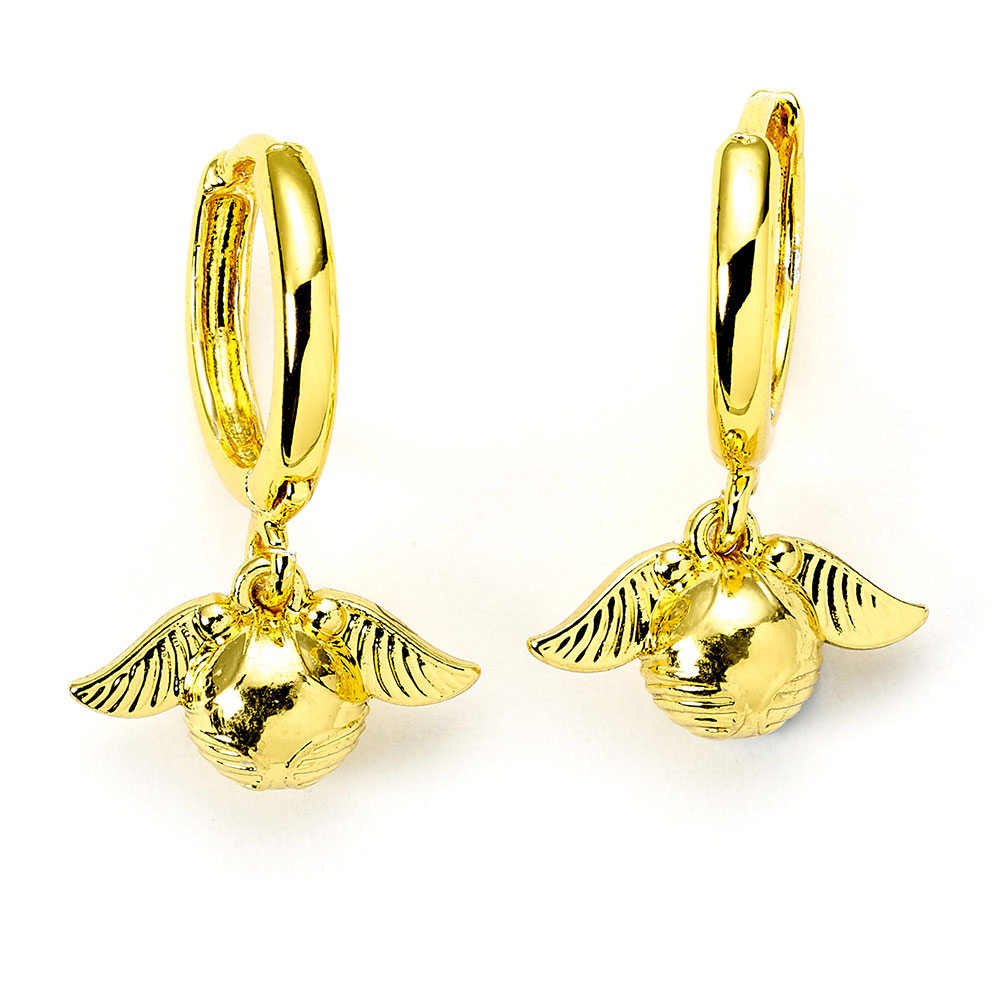 (image for) Harry Potter Gold Plated Golden Snitch Hoop Earrings