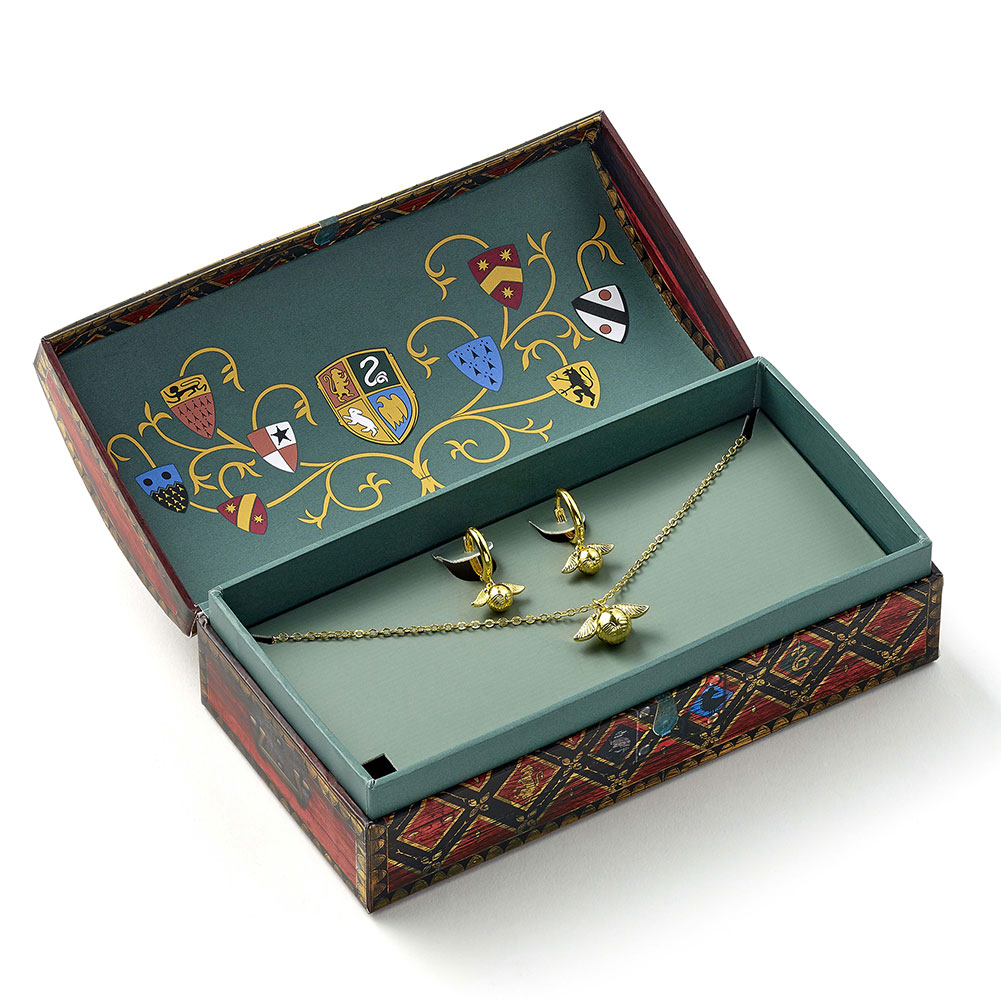 (image for) Harry Potter Golden Snitch Necklace & Earrings Gift Box
