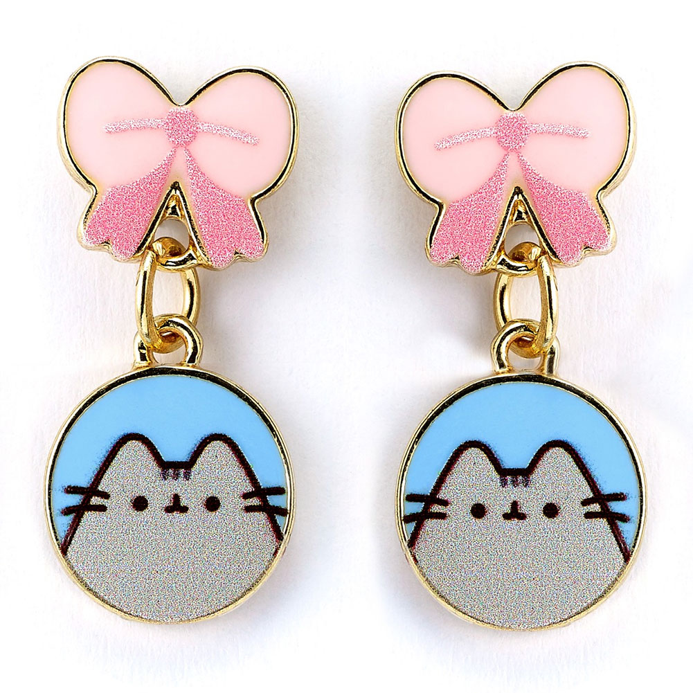 (image for) Pusheen Gold Plated Bow Drop Earrings