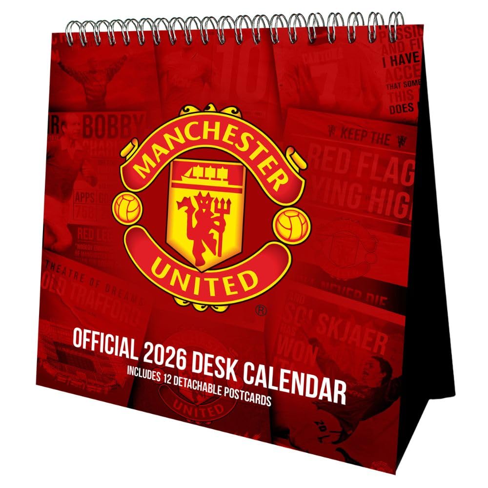 Manchester United FC Desktop Calendar 2026 Soccer Football Store TM 07145 Manchester United FC Desktop Calendar 2026 
