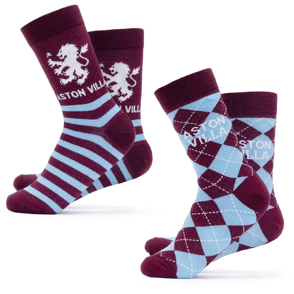 (image for) Aston Villa FC Twin Pack Dress Socks 7-11