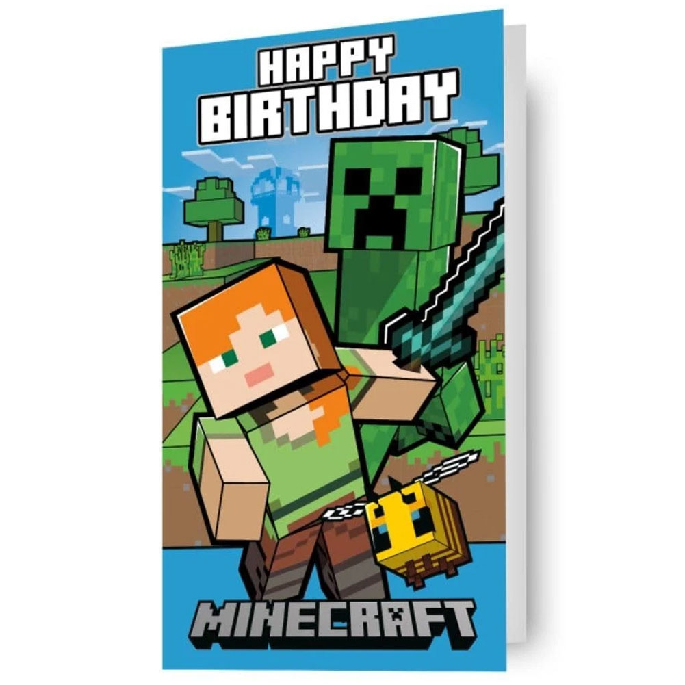 (image for) Minecraft Alex & Creeper Birthday Card