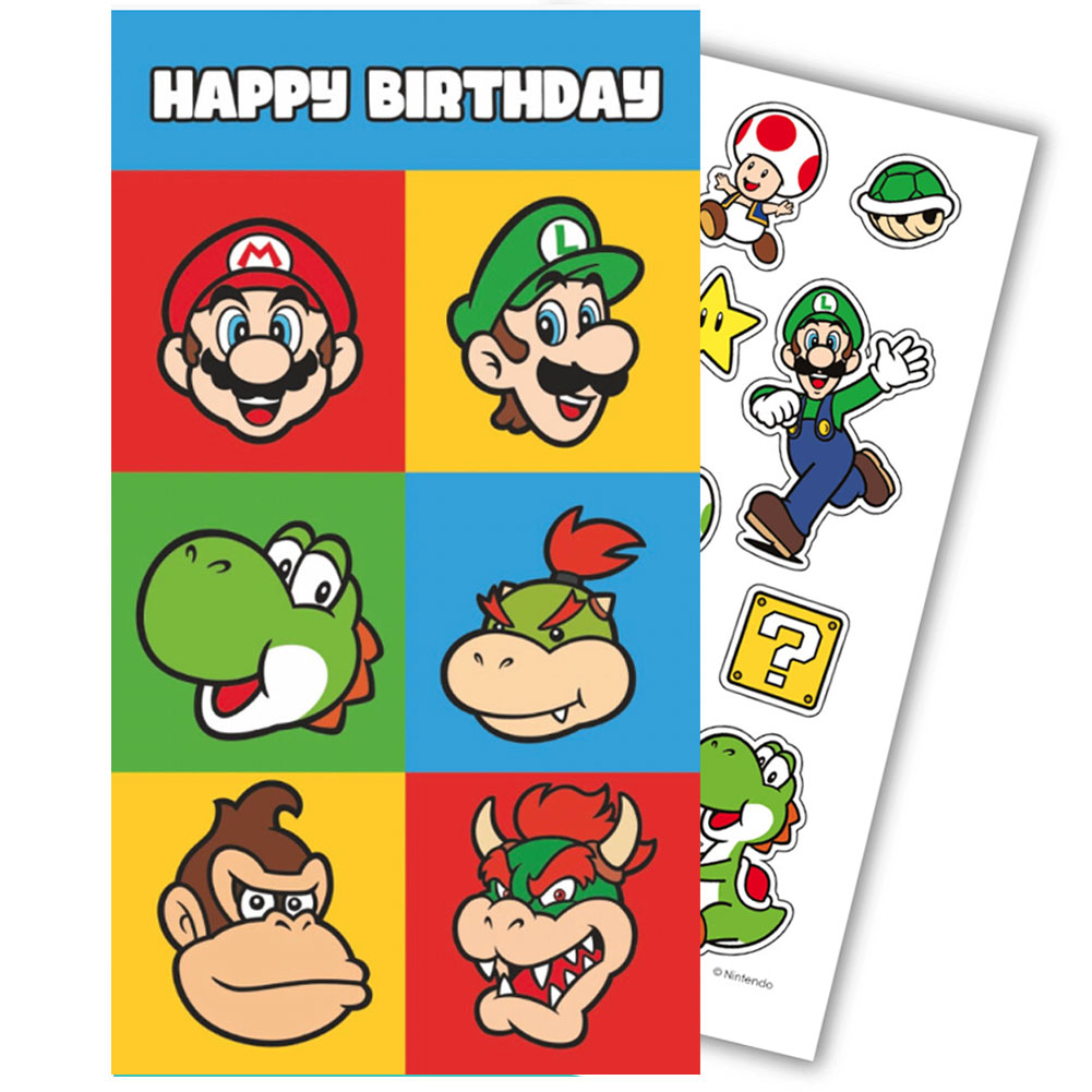 (image for) Super Mario Birthday Card With Stickers